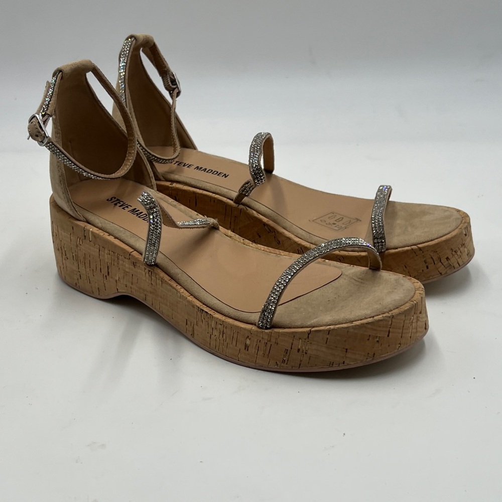 Steve Madden Tan Platform Sandals with Ankle Strap